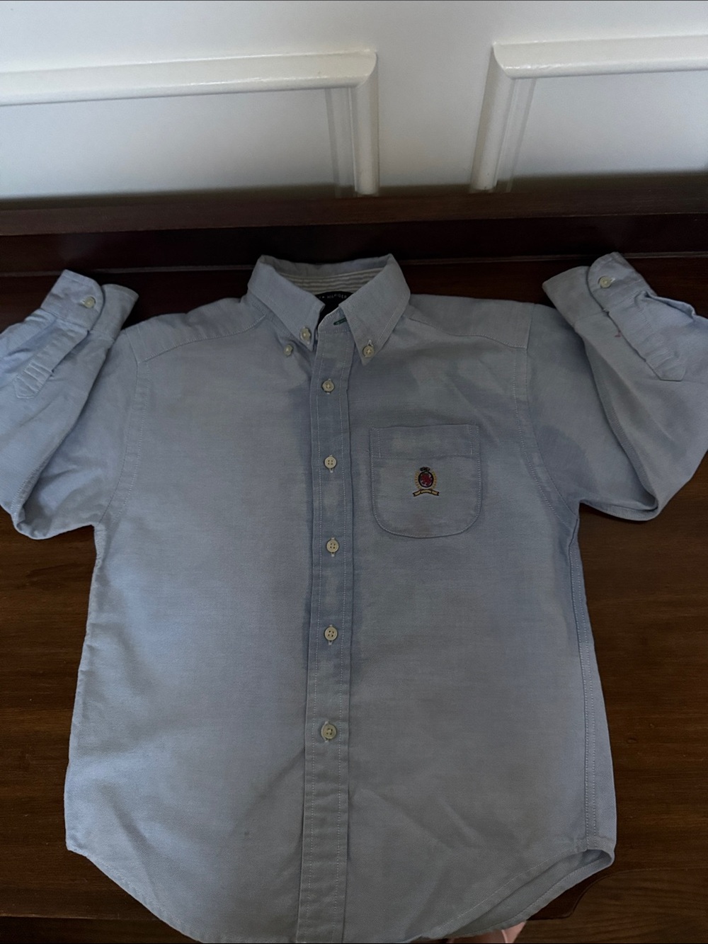 Tommy Hilfiger Light Blue Button-Down Oxford with Chest Emblem